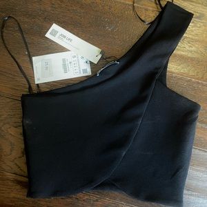 Womens zara black crop top size small